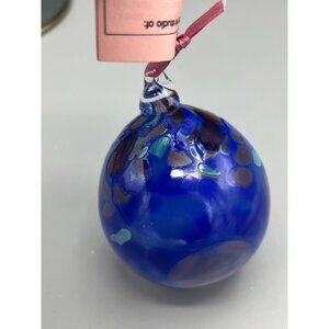 Studio Art Glass Tree Ornament Loretta Eby Hand Blown Blue Ball Confetti Gift